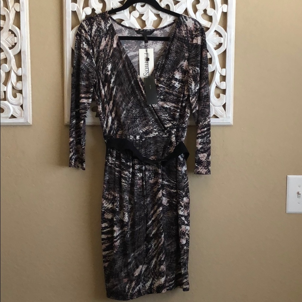 BCBG snakeskin wrap dress w/ belt